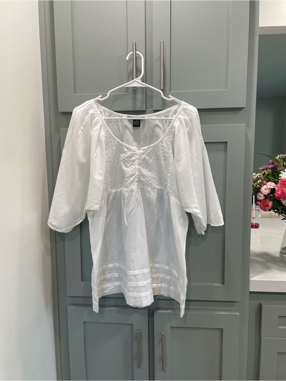 Grace Elements White Embroidered Peasant Tunic